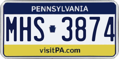 PA license plate MHS3874