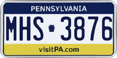 PA license plate MHS3876