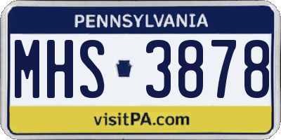 PA license plate MHS3878
