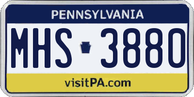 PA license plate MHS3880