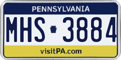 PA license plate MHS3884