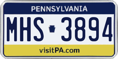 PA license plate MHS3894