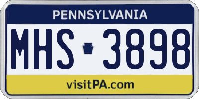 PA license plate MHS3898
