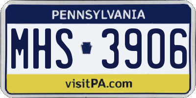 PA license plate MHS3906
