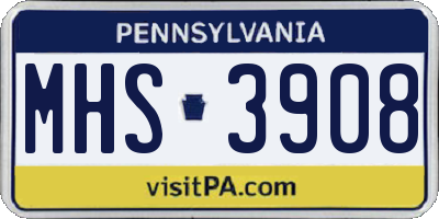 PA license plate MHS3908