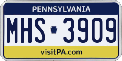 PA license plate MHS3909