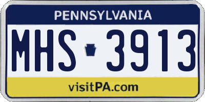 PA license plate MHS3913