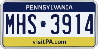 PA license plate MHS3914