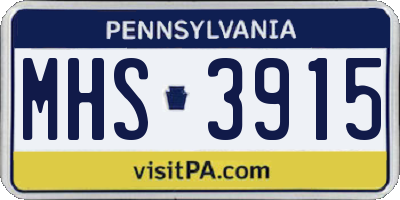 PA license plate MHS3915
