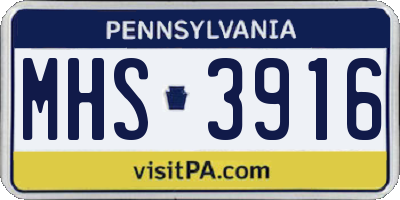PA license plate MHS3916