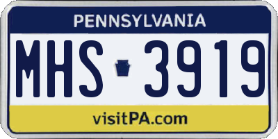 PA license plate MHS3919