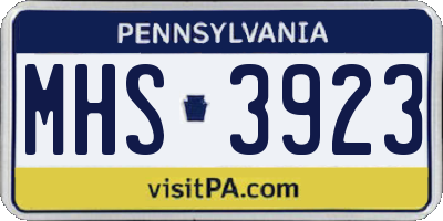 PA license plate MHS3923