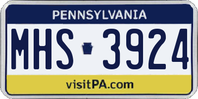 PA license plate MHS3924