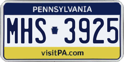 PA license plate MHS3925