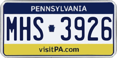 PA license plate MHS3926