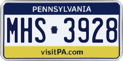 PA license plate MHS3928