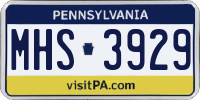 PA license plate MHS3929