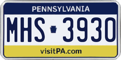PA license plate MHS3930