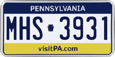 PA license plate MHS3931