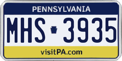 PA license plate MHS3935