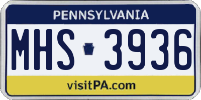 PA license plate MHS3936