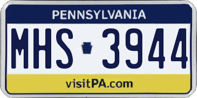 PA license plate MHS3944