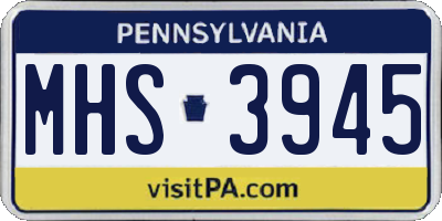 PA license plate MHS3945