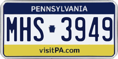 PA license plate MHS3949