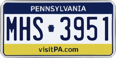 PA license plate MHS3951