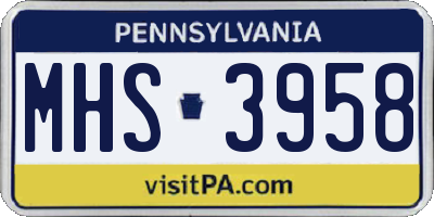PA license plate MHS3958