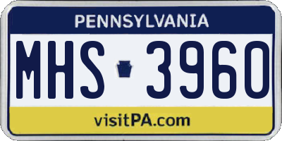 PA license plate MHS3960