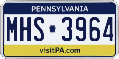PA license plate MHS3964