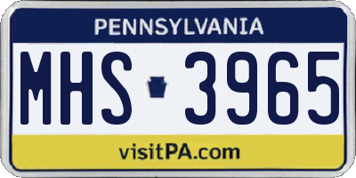 PA license plate MHS3965