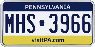 PA license plate MHS3966