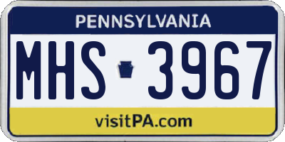 PA license plate MHS3967