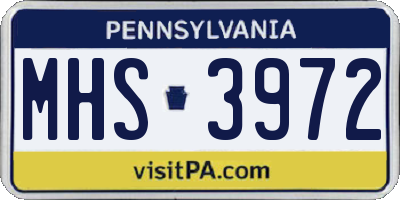 PA license plate MHS3972