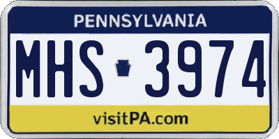 PA license plate MHS3974