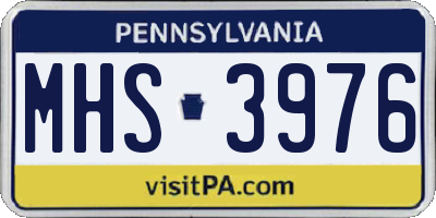 PA license plate MHS3976