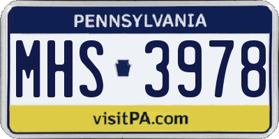 PA license plate MHS3978