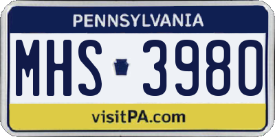 PA license plate MHS3980