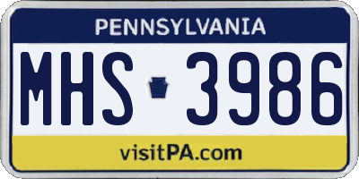 PA license plate MHS3986