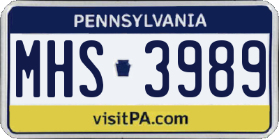 PA license plate MHS3989