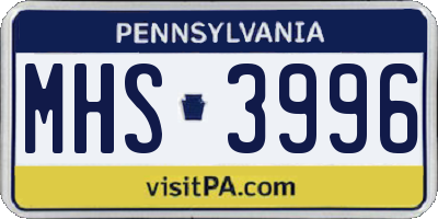 PA license plate MHS3996