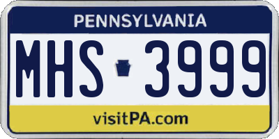 PA license plate MHS3999