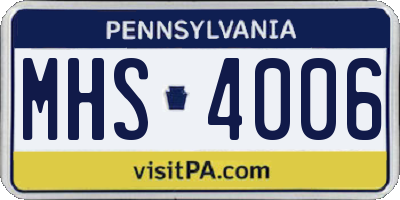 PA license plate MHS4006