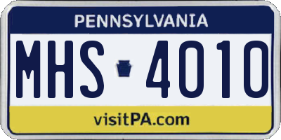 PA license plate MHS4010