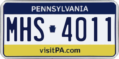 PA license plate MHS4011