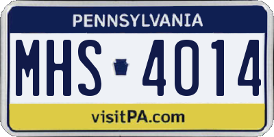 PA license plate MHS4014