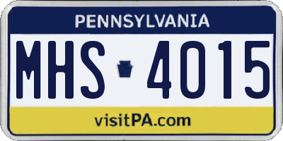 PA license plate MHS4015