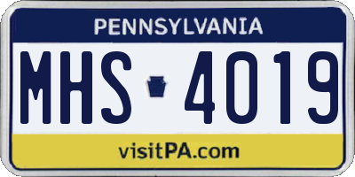 PA license plate MHS4019